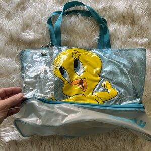 Vintage 90s Y2K Tweety Bird beach bag clear extremely rare